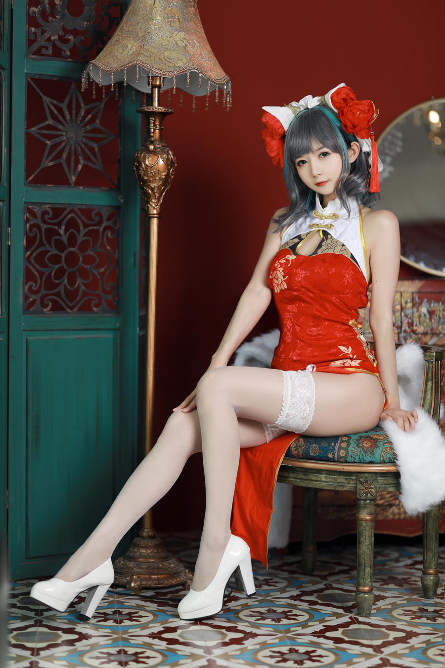 51酱-No.023 – 碧蓝航线 柴郡 新春旗袍 [12P]·合集-妙妙屋